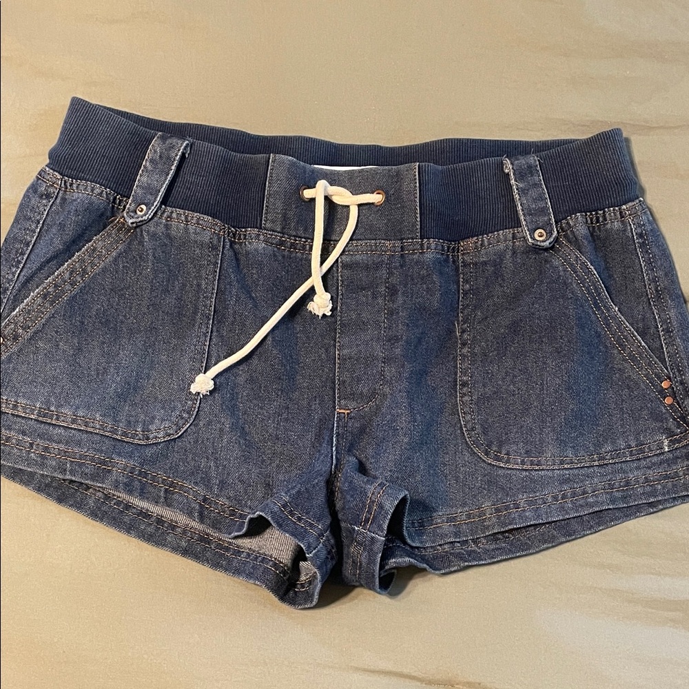 Denim Drawstring Women’s Shorts - Blue